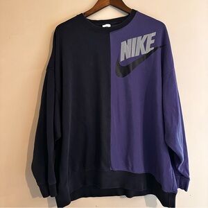 Nike Color Block Black and Purple Crewneck Sweatshirt